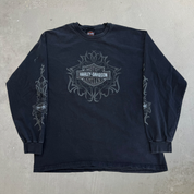 J- Vintage '01 Harley Davidson Prince George BC Graphic Long Sleeve Tee - L