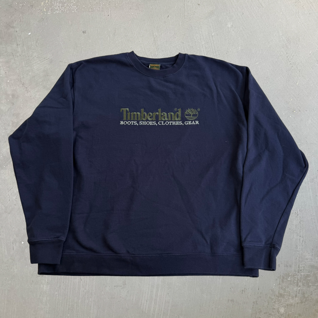J- Vintage Timberland Embroidered Text & Logo Crewneck - L
