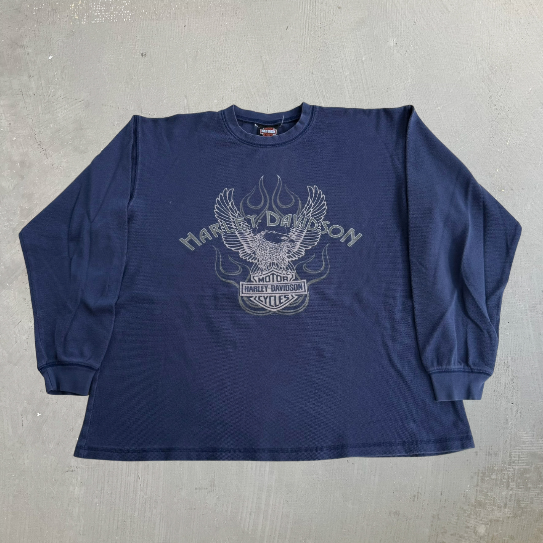 Vintage '06 Harley Davidson Calgary Alberta Graphic Thermal Long Sleeve Tee - XL