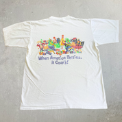 J- Vintage 90s Cooks California Champagne Graphic Made In USA Single Stitch Tee - XL