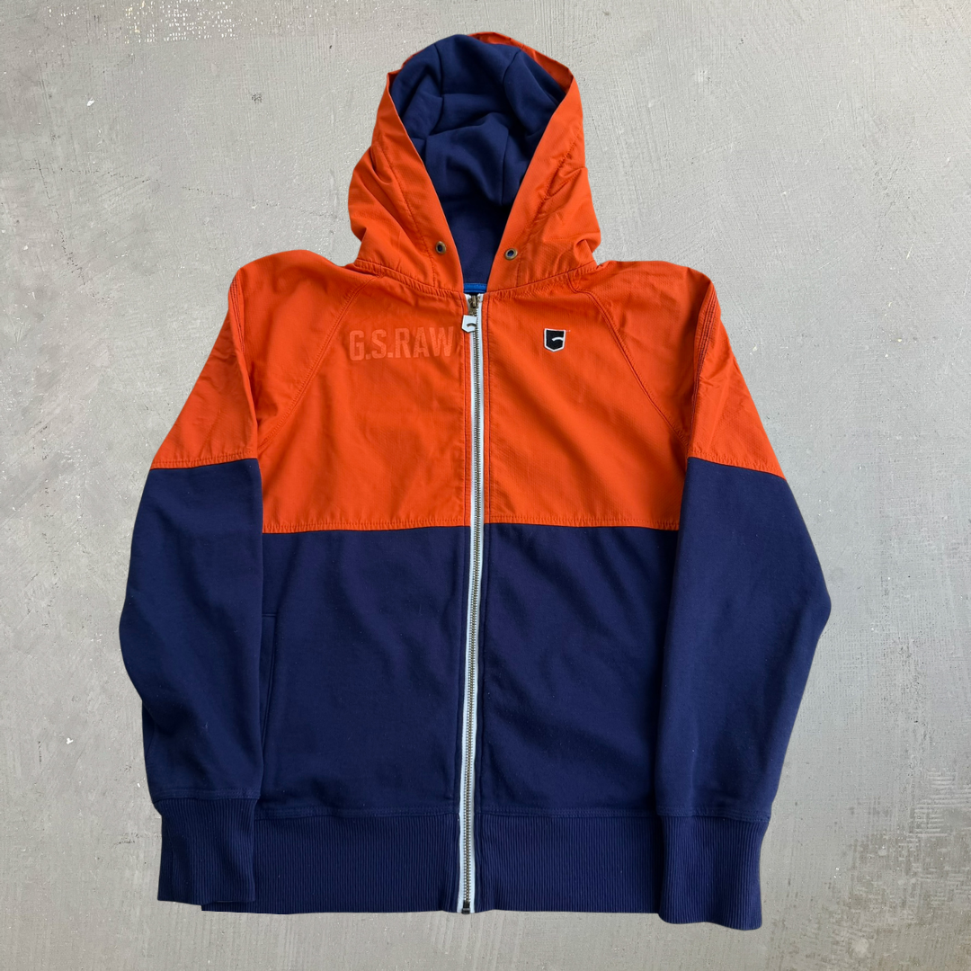 J- Vintage G-Star Raw Text Logo Zip Up Hoodie - M