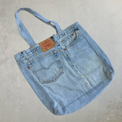 F- HOM Levi's 501 Light Blue Denim Wash Reworked Denim/Jeans Tote Bag