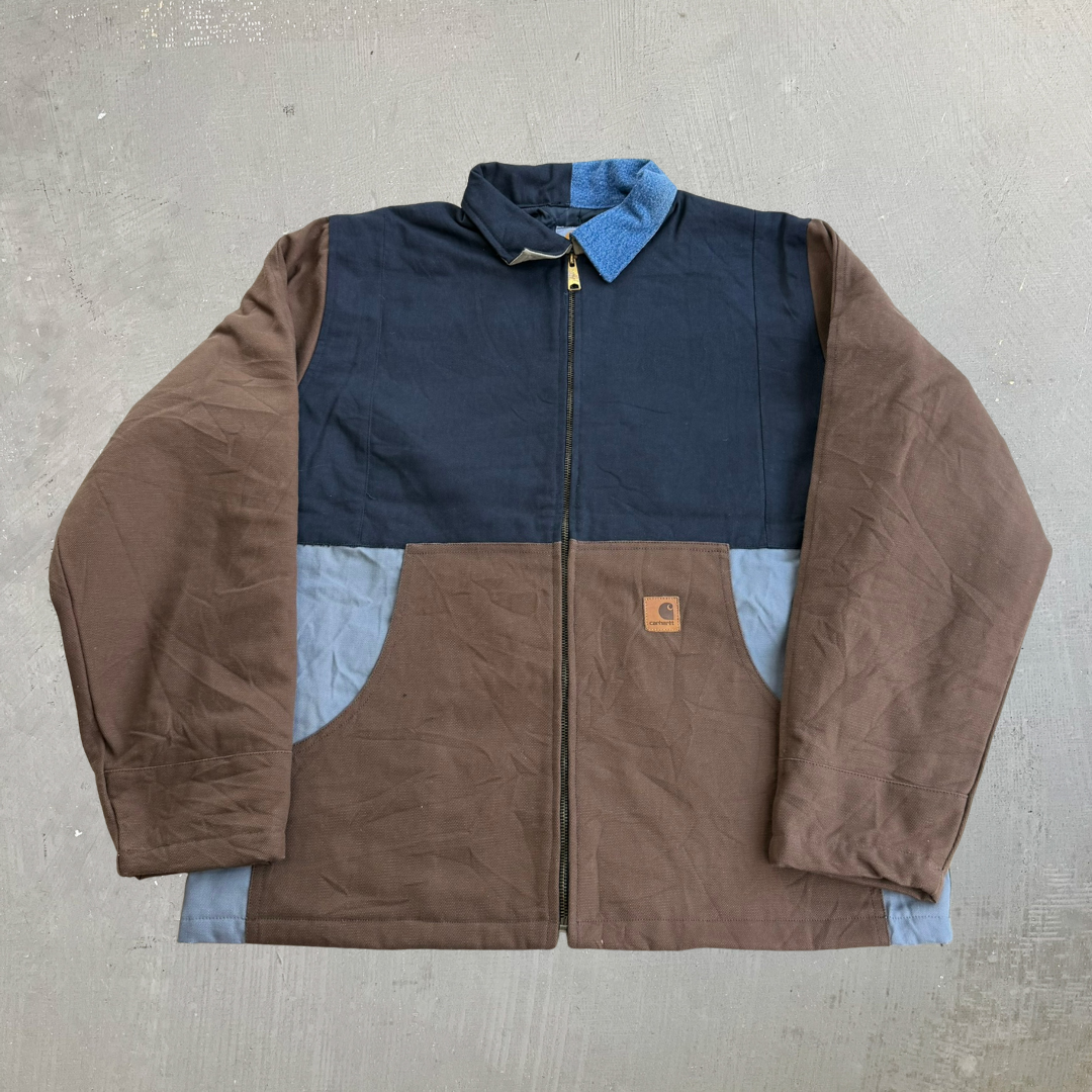 J- Carhartt Reworked Black/Brown/Grey Collared Jacket - L
