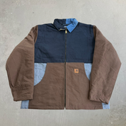 J- Carhartt Reworked Black/Brown/Grey Collared Jacket - L