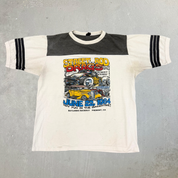 J- Vintage '84 Street Rod Drags Car Graphic Ringer Tee - L