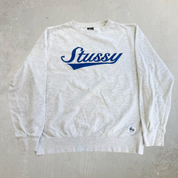 J- Vintage Stussy Embroidered Script Text Crewneck - L
