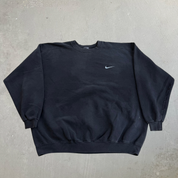 J- Vintage Nike Embroidered Swoosh Black Crewneck - XL