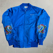 J- Vintage '86 Team Spirit Embroidered Dragons Satin Bomber Jacket - L