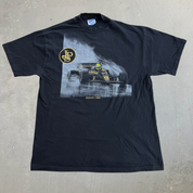 J- Vintage 90s F1 Ayrton Senna JSP Car Graphic Made In USA Single Stitch Tee - L