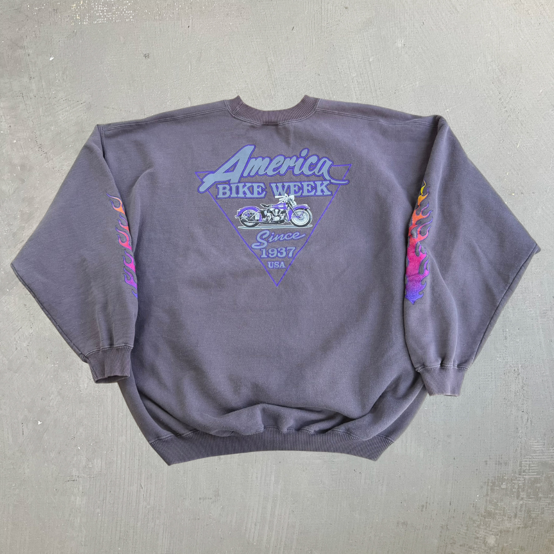 Vintage Broken Spoke Saloon Bike Week Betty Boop Motorcycle Graphic Crewneck - 2XL