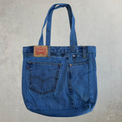 F- HOM Levi's 511 Dark Blue Denim Wash Reworked Denim/Jeans Tote Bag