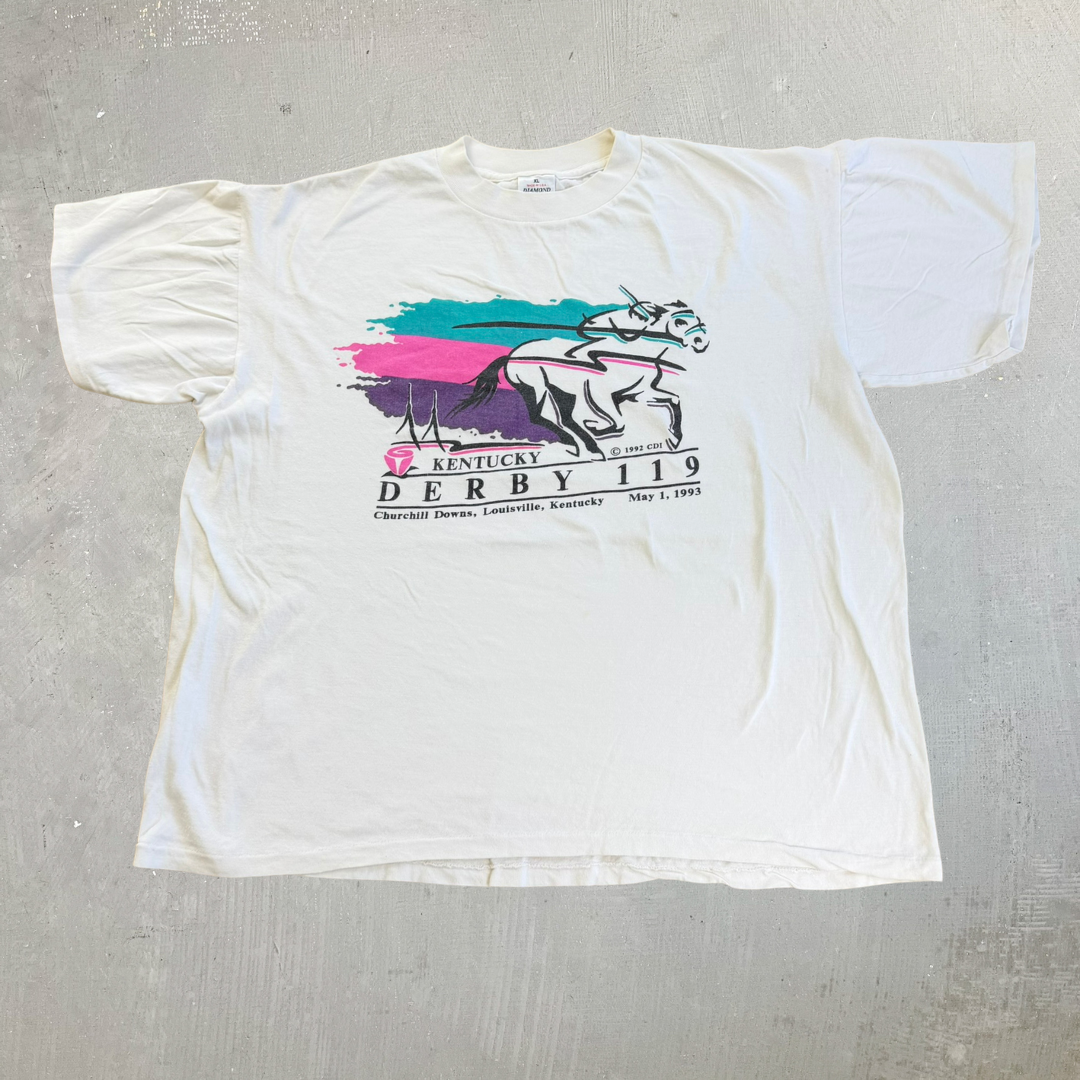 J- Vintage '93 Kentucky Derby Graphic Made In USA Single Stitch Tee - XL