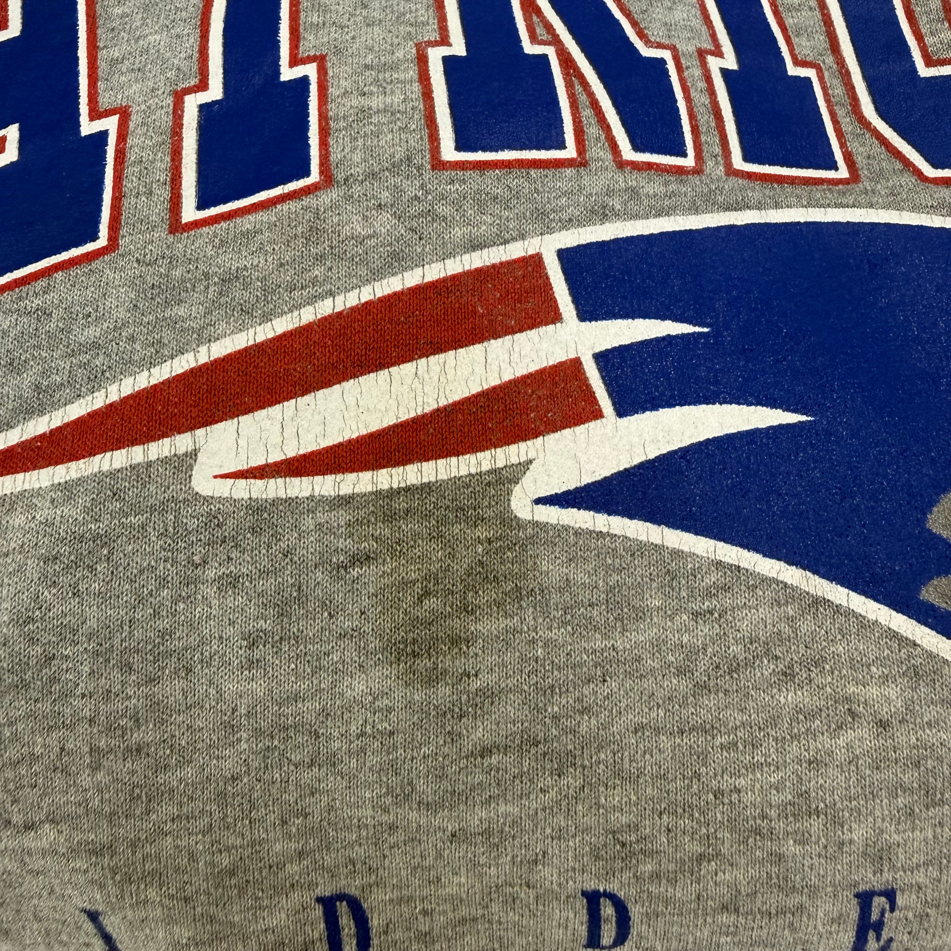J- Vintage '98 New England Patriots NFL Riddell Graphic Text & Logo Hoodie - L