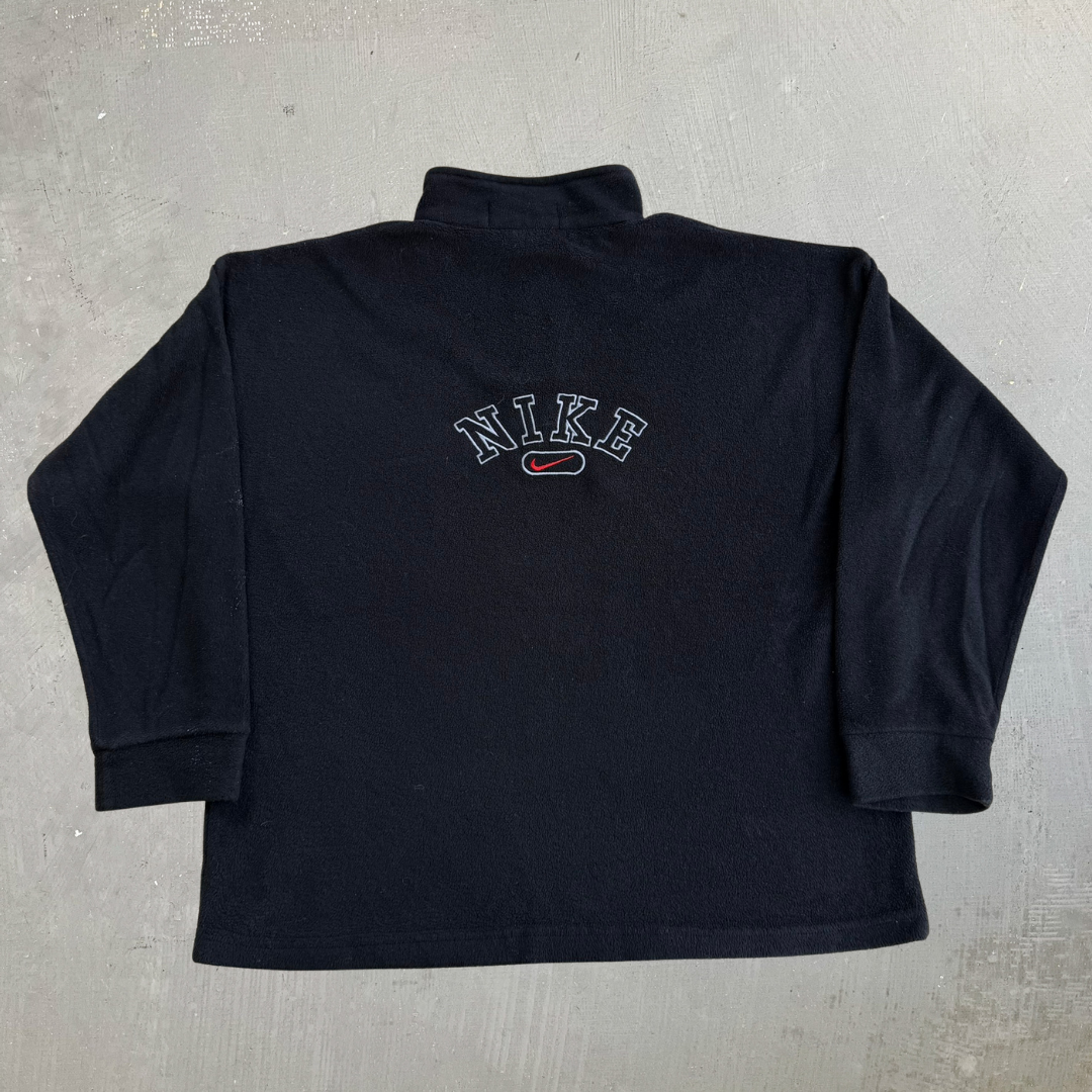 Vintage Nike Embroidered Swoosh Quarter Zip Polar Fleece - M