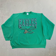 J- Vintage '92 Philadelphia Eagles NFL Kelly Green & Old Logo Made In USA Crewneck - XL