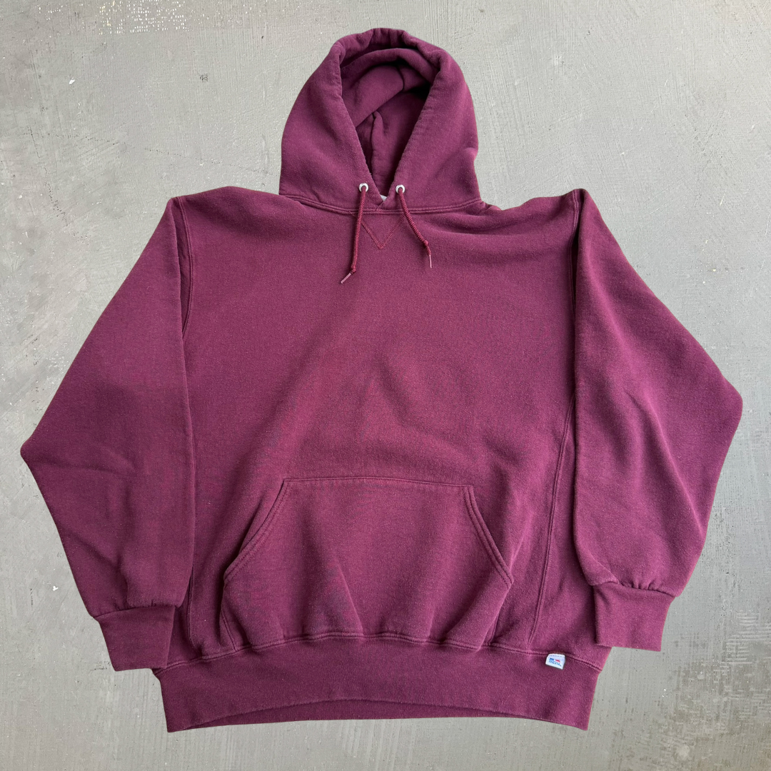 J- Vintage Russell Athletics Blank Maroon Hoodie - XL