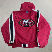 J- Vintage San Francisco 49ers NFL Starter Pro Line Hooded Zip Up Winter Jacket - 2XL
