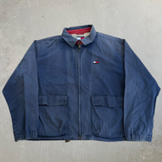 J- Vintage 90s Tommy Hilfiger Embroidered Logo Zip Up Lightweight Jacket - XL