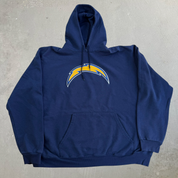 J- Vintage Los Angeles Chargers NFL Embroidered Logo Graphic Hoodie - XL