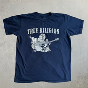 J- Vintage True Religion Silver Buddha Graphic Tee - L