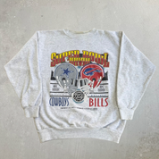J- Vintage '94 NFL Super Bowl 28 Dallas Cowboys Buffalo Bills Graphic Made In USA Crewneck - XL (fits L)