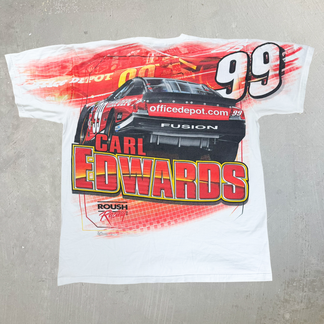 J- Vintage Nascar Carl Edwards Roush Racing Jumbo Print Tee- L