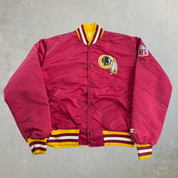 J- Vintage 90s Washington Commanders NFL Starter Embroidered Logo Satin Bomber Jacket - L