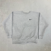 J- Vintage Nike Embroidered Swoosh Made In USA Grey Crewneck - L
