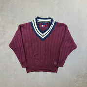 F- Vintage Tommy Hilfiger V-neck Style Knit Sweater