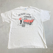 J- Vintage '93 Memory Lane Route 66 Drive In Graphic Made In USA Single Stitch Tee - XL