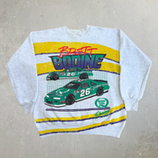 J- Vintage Nascar Quaker State Brett Bodine Car Graphic Made In USA Crewneck - L