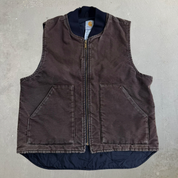 Vintage Carhartt Dark Brown Zip Up Workwear Vest - L
