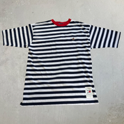J- Vintage Tommy Hilfiger Embroidered Crest Striped Tee - XL