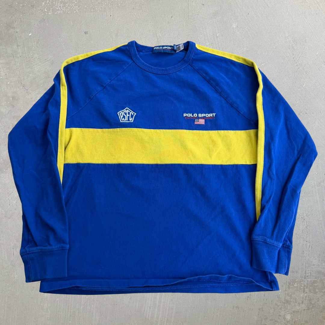 J- Vintage Polo Sport RL FSFC Embroidered Logo Long Sleeve Tee - M