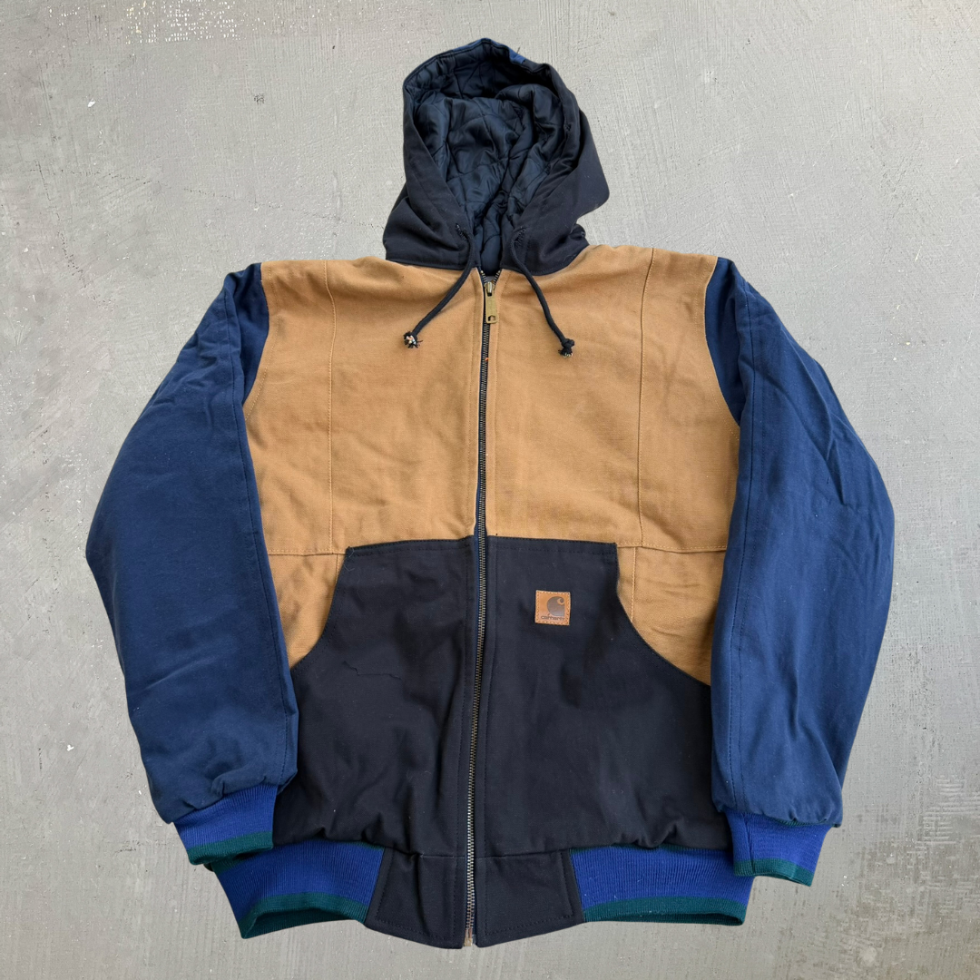 J- Carhartt Reworked Brown/Navy Hooded Jacket - M