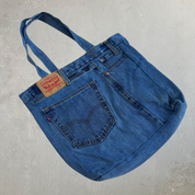 F- HOM Levi's 511 Dark Blue Denim Wash Reworked Denim/Jeans Tote Bag