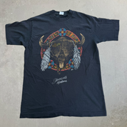 J- Vintage Stovensville Montana Bison Skulls Graphic Made In USA Single Stitch Tee - M
