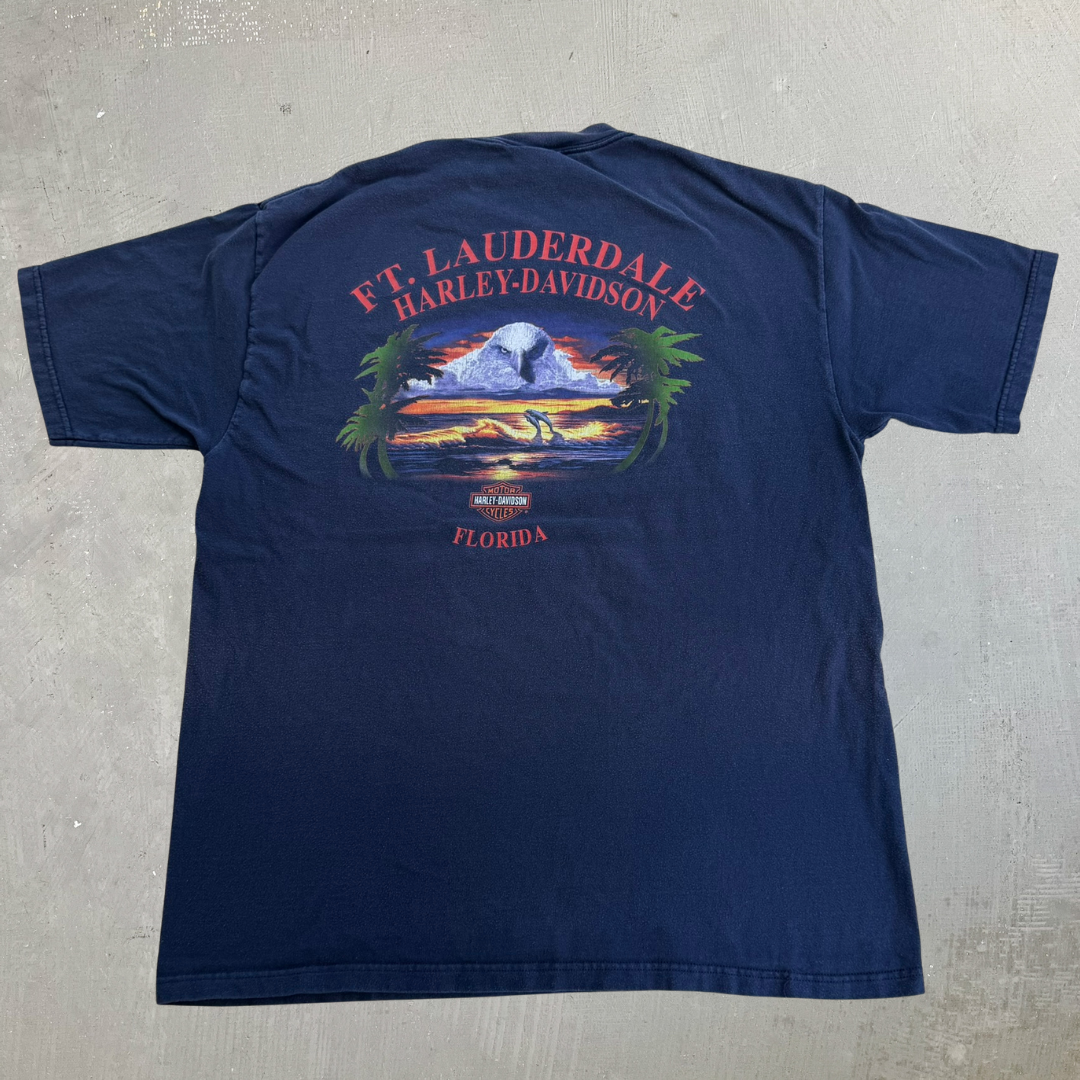 J- Vintage '00 Harley Davidson Ft Lauderdale Florida Graphic Made In USA Tee - XL