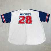 J- Vintage Disney Mickey Mouse Embroidered Character & Text Baseball Jersey - 2XL