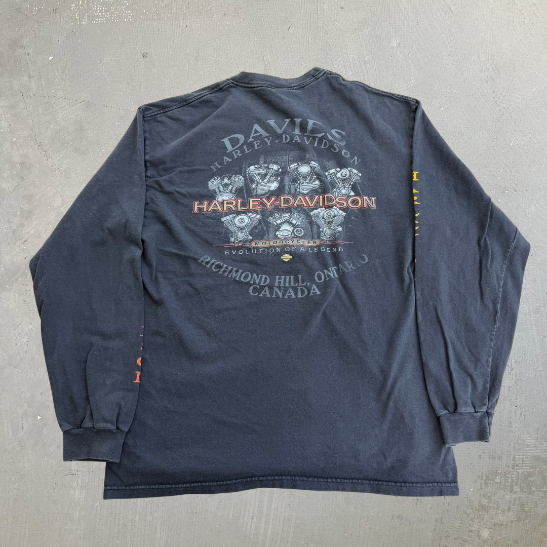 J- Vintage '03 Harley Davidson Richmond Hill Ontario 100 Years Strong Long Sleeve Tee - L