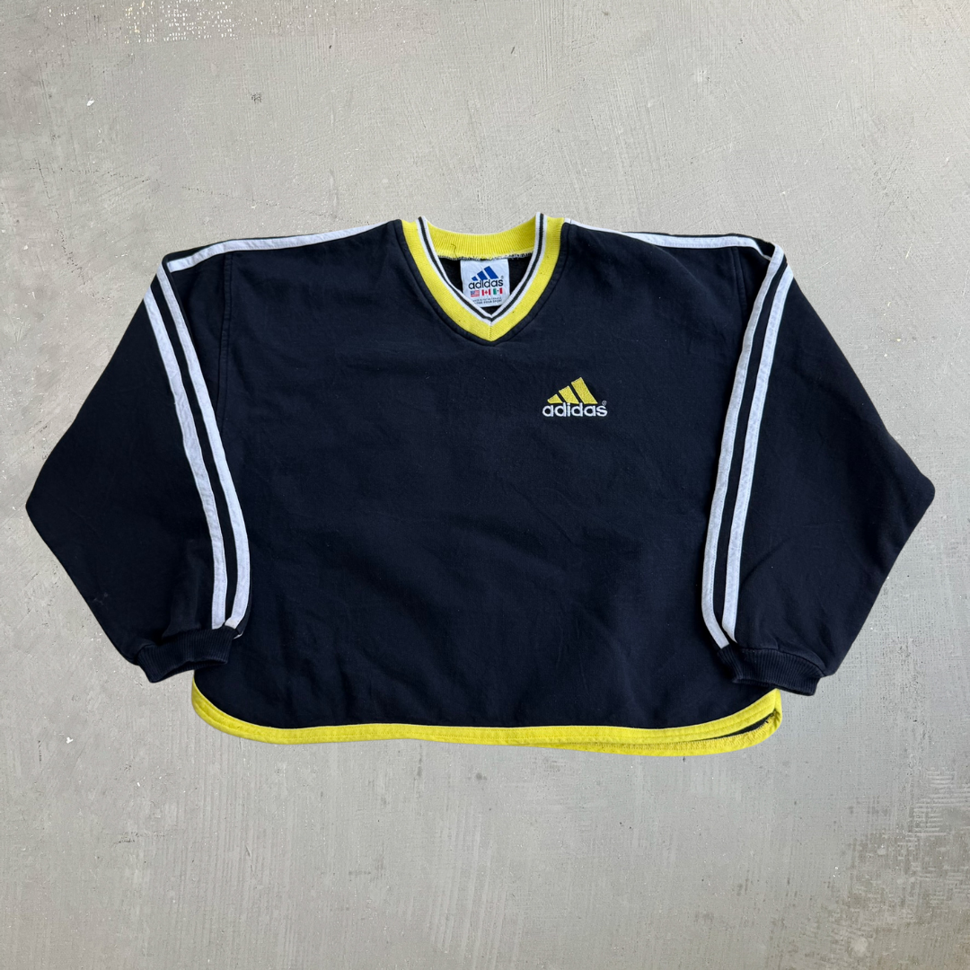 J- Vintage Adidas Embroidered Logo Made In Canada Cropped Crewneck - Women's L