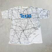 J- Vintage '92 Texas Map All Over Print Graphic Made In USA Single Stitch Tee - L