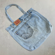 F- HOM Levi's Jeans Light Blue Denim Wash Reworked Denim/Jeans Tote Bag
