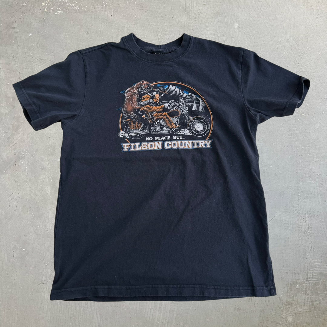 Vintage Filson Country Bear & Motorcycle Graphic Made In USA Tee - M