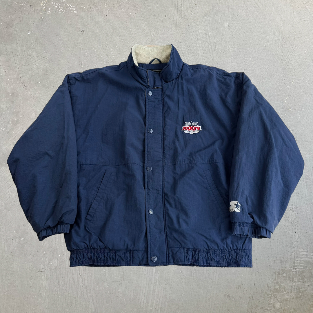 Vintage '00 NFL Super Bowl 34 Starter Fleece Lined Winter Jacket - XL