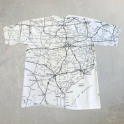 J- Vintage '92 Texas Map All Over Print Graphic Made In USA Single Stitch Tee - L