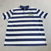 J- Vintage Polo RL Athletic Canoeing Striped Short Sleeve Rugby Shirt - 2XL