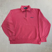 J- Vintage Polo RL Text Quarter Zip Crewneck - L