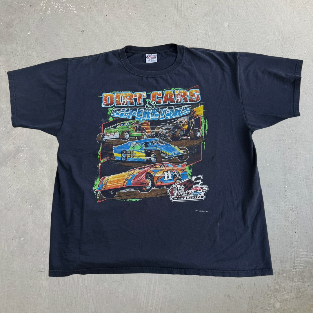 Vintage The Dirt Track Charlotte North Carolina Dirt Cars & Superstars Graphic Tee - 2XL