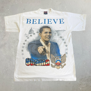 J- Vintage '09 Barack Obama Believe Graphic & Text Tee - M (fits XL)